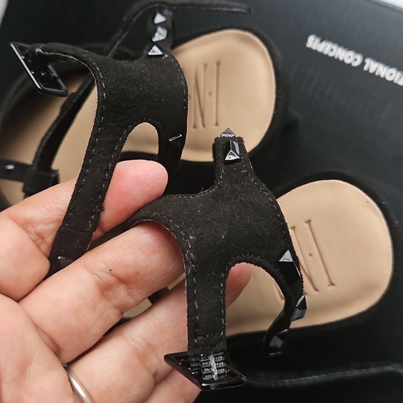 NWT INC International Concepts Black Glitter Heels with Double Straps - Picture 2 of 5